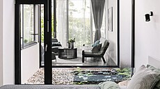 Zele� proniká do bytu prost�ednictvím zaskleného atria, které vizuáln�...