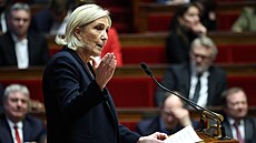 Marine Le Penová p�ed vyslovením ned�v�ry vlád� Michela Barniera (4. prosince...