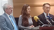 Pedseda poslaneckého klubu ODS Marek Benda a místopedsedkyn obanských...
