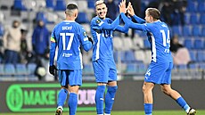 Mladoboleslavská radost v Konferenní lize. Uprosted Patrik Vydra, stelec...