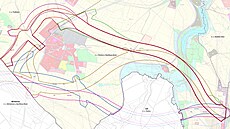 Nákres vech variant moné trasy jihozápadního obchvatu Havlíkova Brodu....