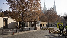 Kontrolní stanovi�t� na Pra�ském hrad�.