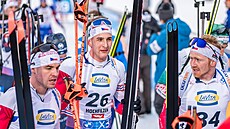 �e�tí biatlonisté po stíhacím závod� v Hochfilzenu.
