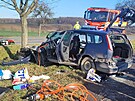 Z�sah po nehod� osobn�ho automobilu v katastru obce Starojick� Lhota na...