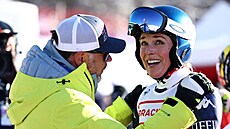 Lindsey Vonnová po dojezdu do cíle super-G ve Svatém Mo�ici.