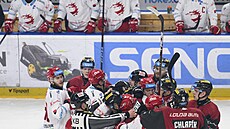 arvátka mezi tineckými a sparanskými hokejisty.