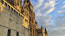Santiago de Compostela, hlavní pr��elí katedrály p�i západu slunce