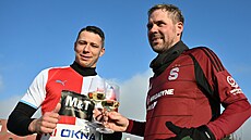 Silvestrovské derby: Marek Suchý (vlevo) ze Slavie a Tomá Hübschman ze Sparty...