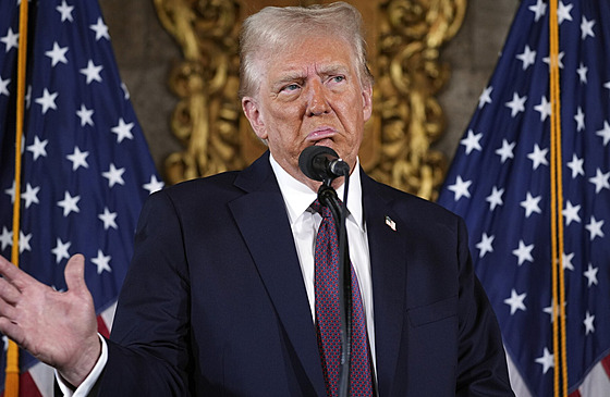 Donald Trump bhem tiskové konference (7. ledna 2025)