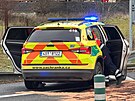 Vozidlo zchrann sluby u zvan autonehody u Senohrab. (7. ledna 2025).