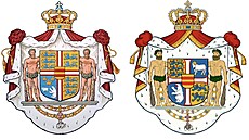 Vlevo dosavadní dánský královský erb, vpravo ten nový