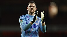Slovenský branká� Martin Dúbravka po vít�zství nad Arsenalem.
