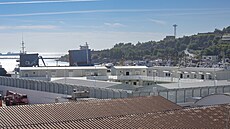 Detenní centrum v albánském pístavním mst Shëngjin (íjen 2024)