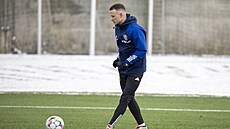 Záloník Jan Sýkora na tréninku Olomouce.