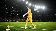 �eský branká� Antonín Kinský p�i premié�e v anglickém Tottenhamu. Nastoupil v...