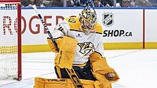 Juuse Saros pi jednom ze svých úspných zákrok.