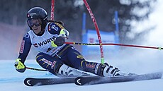 Sara Hectorová b�hem ob�ího slalomu v Kranjské Go�e.