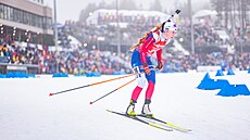 Jessica Jislová b�hem sprintu v Oberhofu.