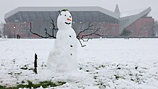 Okolí stadionu Anfield, v Liverpoolu p�ed o�ekávaným soubojem s Manchesterem...