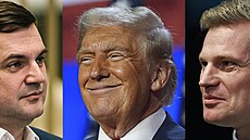 Zleva: Petr Macinka, Donald Trump, Filip Turek