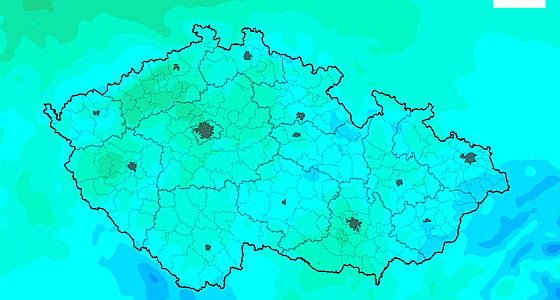 St�ede�ní teplotní maxima. (15. ledna 2025)