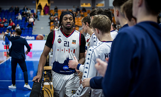 Basketbalista Jordan Brown p�i ligovém utkání Basketu Brnu. (11. ledna 2025)
