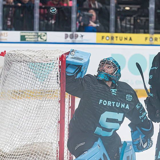 V netradiní výstroji a barevné kombinaci. Sparanský branká Jakub Ková...
