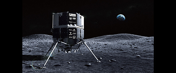Lander Resilience ve vizualizaci na povrchu Msíce