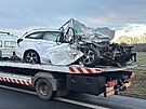 St�et dvou aut u Pod�brad zp�sobil hromadnou nehodu. (15. ledna 2025)
