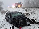 �idi� osobn�ho auta se u Horn� Lod�nice p�i p�edj�d�n� v hust� mlze srazil s...