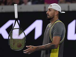 Nick Kyrgios bhem prvního kola Australian Open.