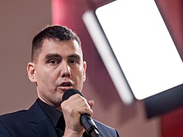 Michal Klusáek (SNS) na tiskové konferenci uskupení Stailo! k podpisu...