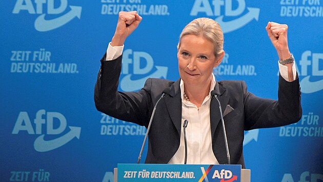 Alternativa pro N�mecko (AfD) si v sask� Riese zvolila svou kandid�tkou na kancl��ku spolup�edsedkyni strany Alice Weidelovou. (11. ledna 2025)
