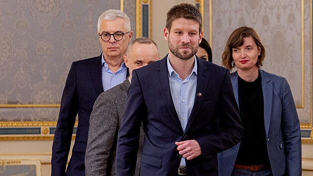 Ukrajinsk� prezident Volodymyr Zelenskyj v Kyjev� p�ijal slovenskou opozi�n� delegaci. Tu vedl p�edseda Progresivn�ho Slovenska Michal �ime�ka. (17. ledna 2025)