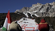 Pohled na sjezdovku v Cortin� d'Ampezzo, kde se konal závod Sv�tového poháru v...