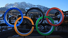 Olympijské kruhy v Cortin d'Ampezzo.