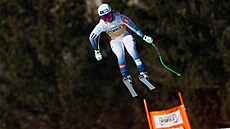 Norská lyaka Kajsa Vickhoff Lieová bhem sjezduv Cortin dAmpezzo.