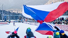 �e�tí fanou�ci b�hem závodu Sv�tového poháru v Ruhpoldingu.