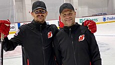 Patrik Eliá� a Václav Vara�a na kempu New Jersey.