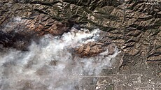 Satelitní snímek po�ízený b�hem po�ár� v Los Angeles a okolí (9. ledna 2025)