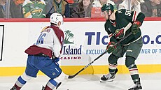 �eský obránce David Ji�í�ek (55) z Minnesoty v akci proti Coloradu