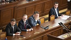 Ministr vnitra Vít Raku�an, premiér Petr Fiala a ministr práce a sociálních...