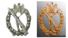 St�íbrná a zlatá medaile ud�lovaná wehrmachtem pro vojáky, kte�í se osv�d�ili v...