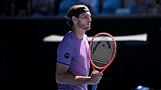 Taylor Fritz b�hem druhého kola Australian Open.