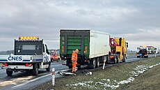 K�i�ovatka nedaleko Pod�brad, kde dochází k �astým dopravním nehodám. (15. ledna 2025)