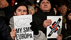 Slováci demonstrovali na podporu proevropského sm��ování zem�. (10. ledna 2025)