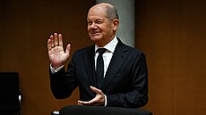 Nmecký kanclé Olaf Scholz na vyetovacím výboru pro postupné ukonení...