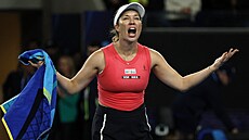 Danielle Collinsová b�hem druhého kola Australian Open.