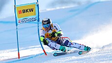 �eský ly�a� Jan Zabyst�an b�hem super-G ve �výcarském Wengenu