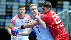 Piotr Jedraszczyk (vlevo) z Polska se tla�í do Marka Havrana z �eska.